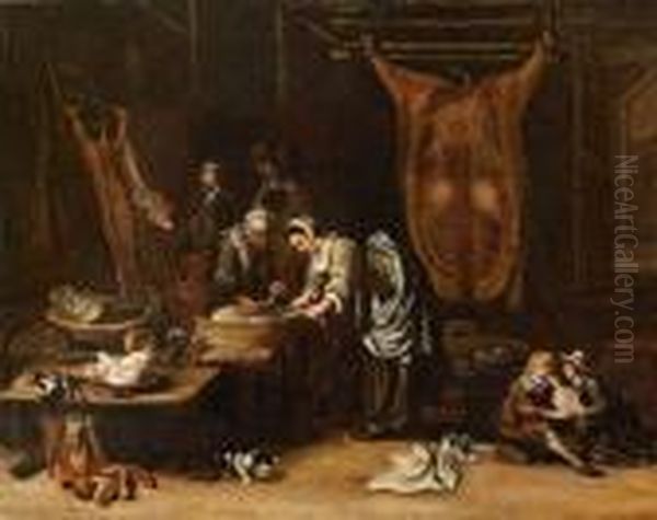 Interieur De Boucherie Oil Painting by Hendrick Maertensz. Sorch (see Sorgh)