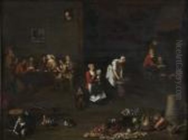 Interieur D'auberge Au Corps De Garde Oil Painting by Hendrick Maertensz. Sorch (see Sorgh)