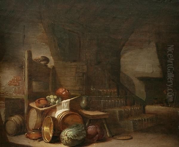 Kitchen Interior Oil Painting by Hendrick Maertensz. Sorch (see Sorgh)