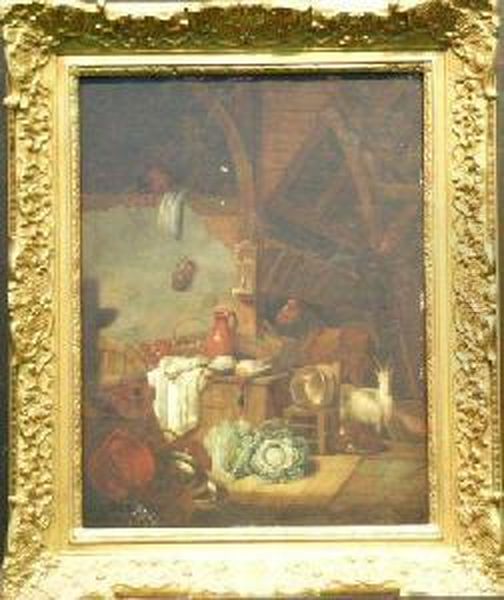 Kitchen/stable Interior Oil Painting by Hendrick Maertensz. Sorch (see Sorgh)