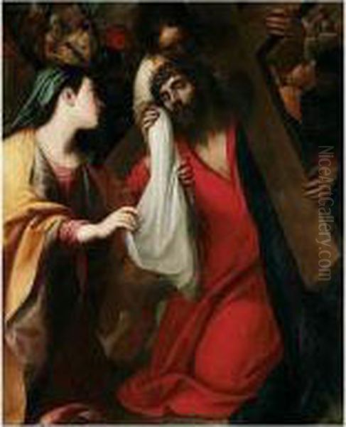 Christ Met By Saint Veronica On The Road To Calvary Oil Painting by Pietro Sorri