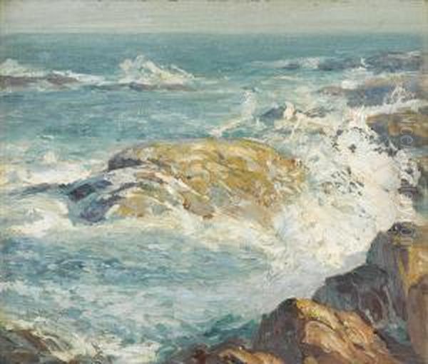 A Rocky Coast Oil Painting by George William Sotter