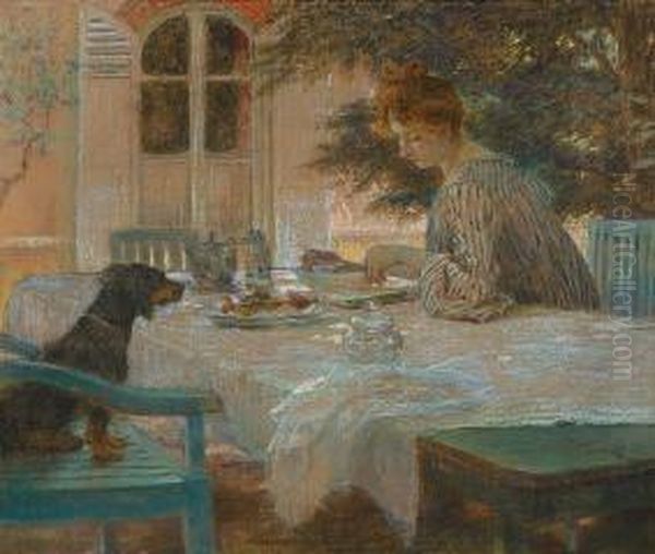 Colazione In Giardino Oil Painting by Giovanni Sottocornola