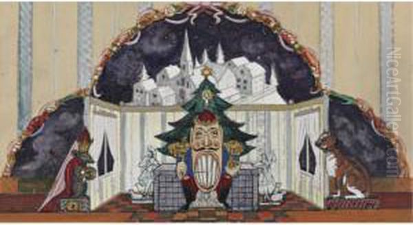 Set Design For The Ballet Nutcracker Oil Painting by Serge Iurevich Soudeikine