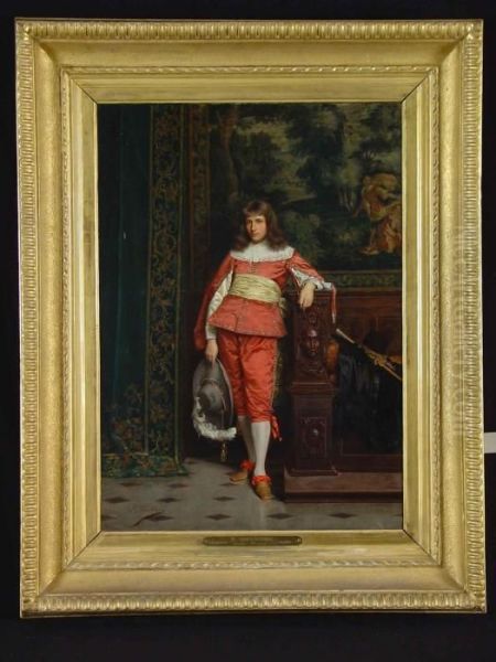 Junger Edelmann In Barocktracht Vor Tapisserie Oil Painting by Frederic Soulacroix