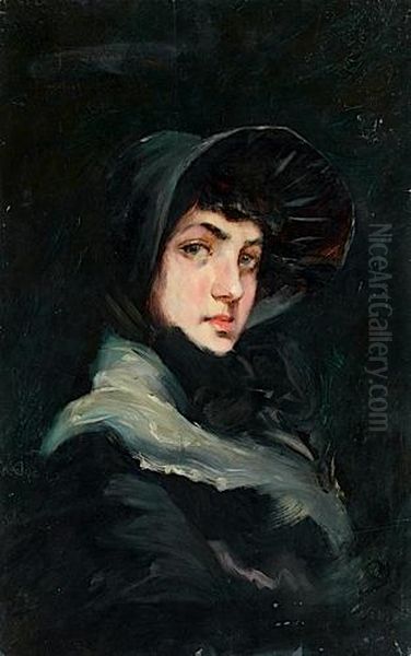 Femme A L'echarpe Blanche Oil Painting by Frederic Soulacroix