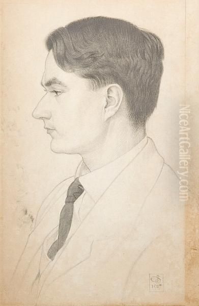 Portrait Of John Drinkwater Oil Painting by Joseph Edward Southall