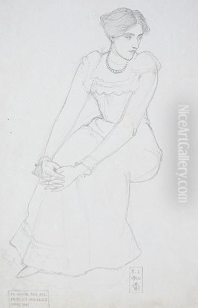 Sketch Of A Seated Lady Oil Painting by Joseph Edward Southall