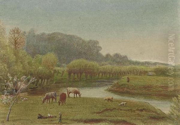 Cropthorne, Worcestershire Oil Painting by Joseph Edward Southall