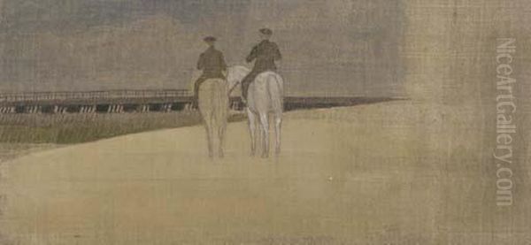 Riders On The Beach Oil Painting by Joseph Edward Southall