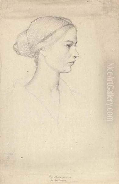 First Sketch For The Portrait Of Geraldine Cadbury Oil Painting by Joseph Edward Southall