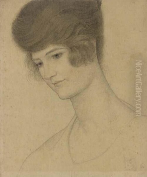 Portrait Of Mrs William Smedley-aston Oil Painting by Joseph Edward Southall