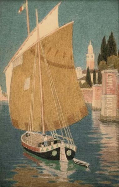 A Venetian Barge Oil Painting by Joseph Edward Southall