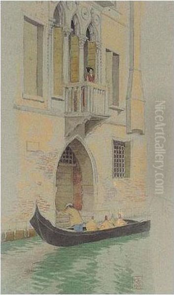 A Gothic Palace, Venice Oil Painting by Joseph Edward Southall