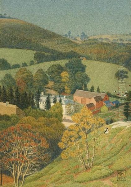 A Coastal Farm Oil Painting by Joseph Edward Southall