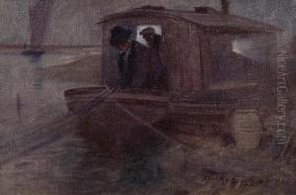 Moored Boat On The Broads Oil Painting by Frank Southgate