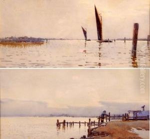 Views At Breydon Water Oil Painting by Frank Southgate