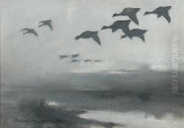 Wildfowl At Dawn, The North Norfolk Coast Oil Painting by Frank Southgate