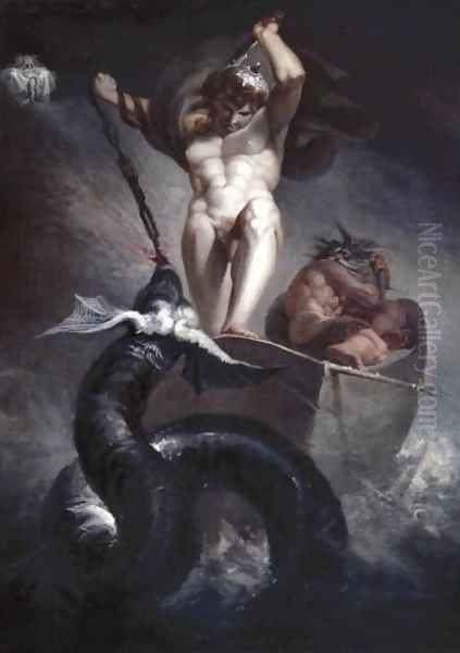 Thor battering the Midgard Serpent Oil Painting by Johann Henry Fuseli