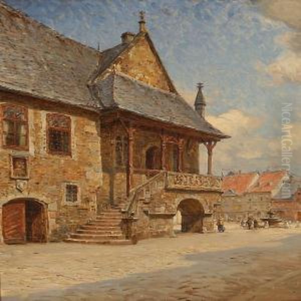 At A Square In Europe Oil Painting by Carl Martin Soya-Jensen