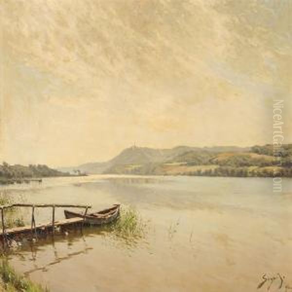 View Fromjuel Lake At Silkeborg, Denmark Oil Painting by Carl Martin Soya-Jensen