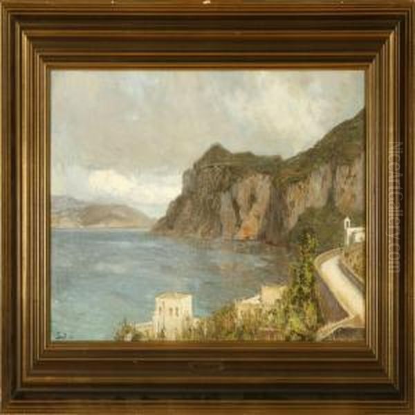 Serpentine Road Ata Coast In Italy Oil Painting by Carl Martin Soya-Jensen