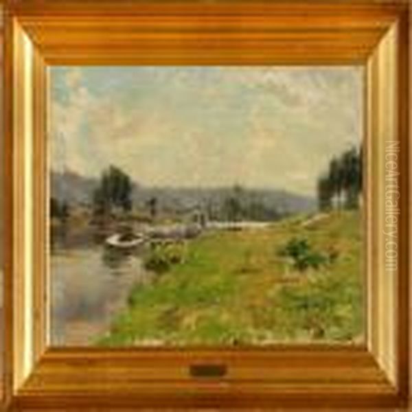 Summer Landscape With A Stream Oil Painting by Carl Martin Soya-Jensen