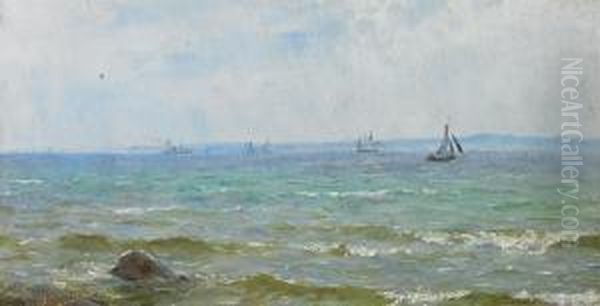 Ships At The Sea Oil Painting by Carl Martin Soya-Jensen