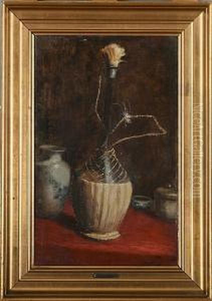 Still Life With Bottle And Jars Oil Painting by Carl Martin Soya-Jensen