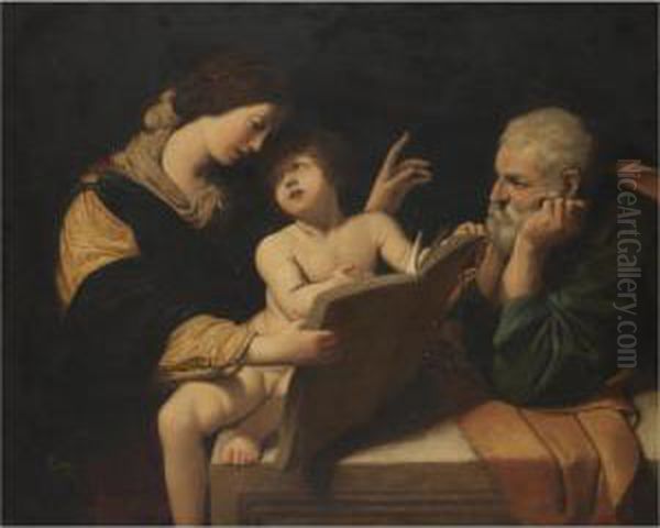 Holy Family With The Madonna Teaching The Christ Child To Read Oil Painting by Lionello Spada