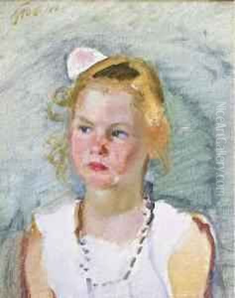 Ritrattino Della Figlia Anna. Oil Painting by Armando Spadini