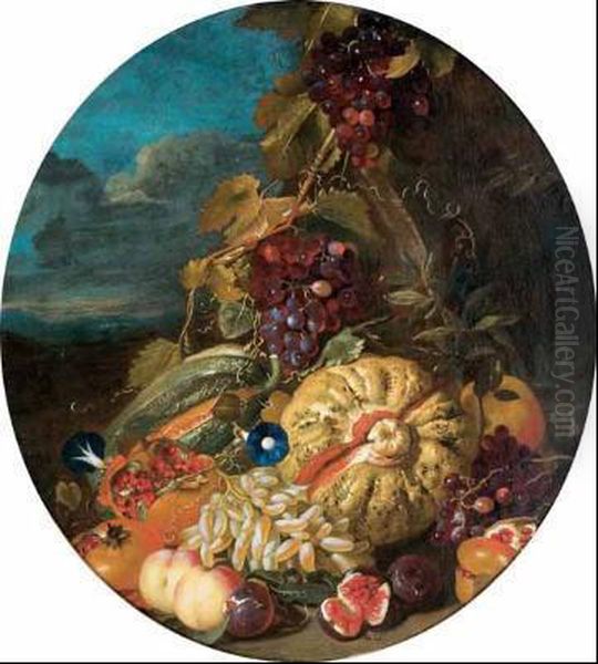 Natura Morta Di Frutta Oil Painting by Giovanni Paolo Castelli Spadino