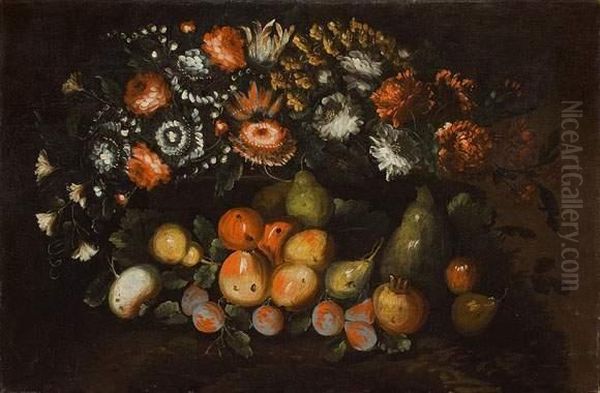 Nature Morte De Fleurs Et De Fruits. Oil Painting by Giovanni Paolo Castelli Spadino