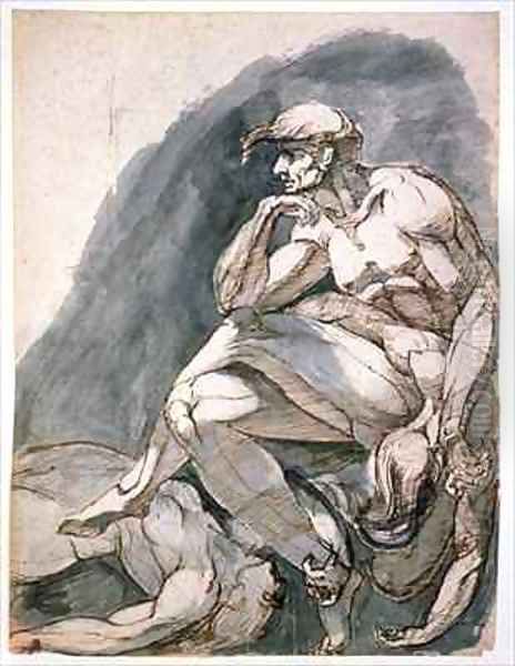 Man with Two Dead Women Oil Painting by Johann Henry Fuseli