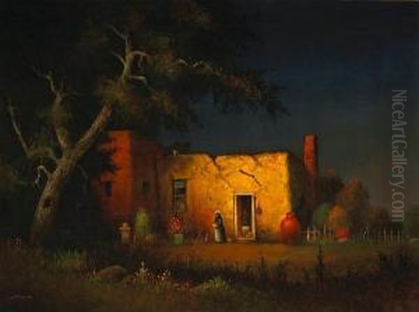 Adobe In Moonlight Oil Painting by Will Speaks