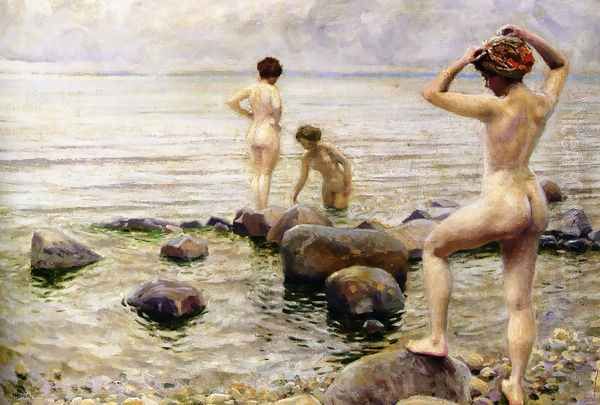 A Morning Dip Oil Painting by Paul-Gustave Fischer