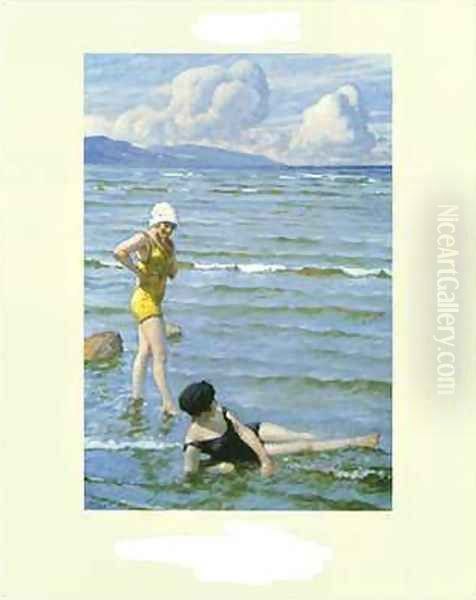 Girls Bathing Oil Painting by Paul-Gustave Fischer