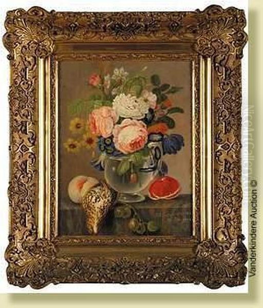 Nature Morte Aux Fleurs Et A L'oiseau Oil Painting by Michel Joseph Speeckaert