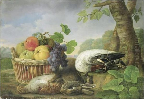 Nature Morte Au Panier De Fruits Oil Painting by Michel Joseph Speeckaert