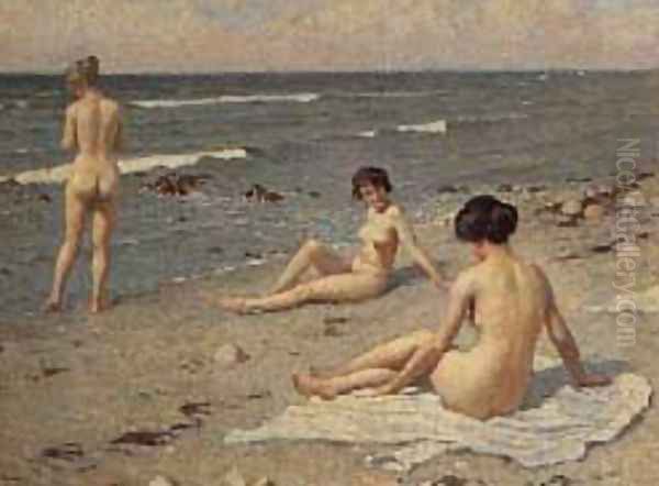 The Three Bathers Oil Painting by Paul-Gustave Fischer