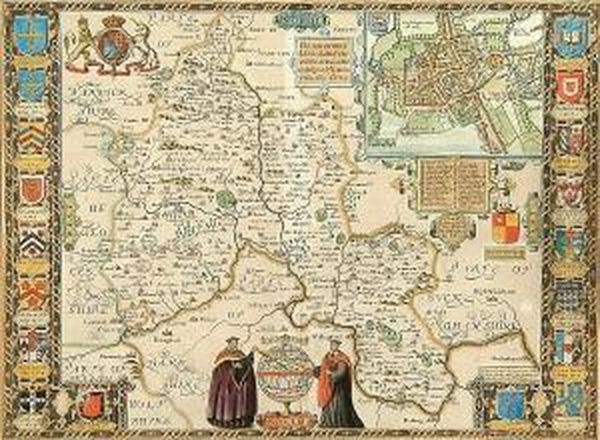 A Map Of Northamptonshire Oil Painting by John Speede