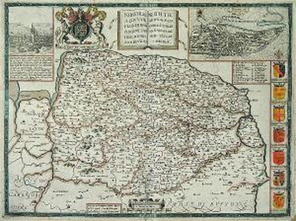 Norfolk, An Early (1611-1616) Edition Oil Painting by John Speede