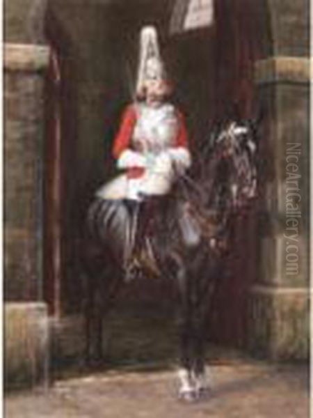 Guardsmen On Horseback Oil Painting by Percy Fred. Seaton Spence