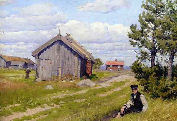 Landidyl (Farmyard) Oil Painting by Paul-Gustave Fischer