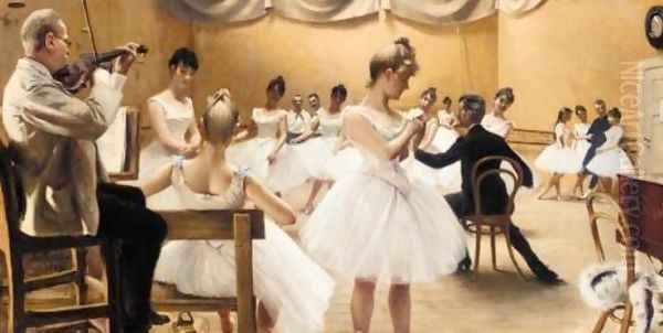 Time at Kgl. Teaters ballet school Oil Painting by Paul-Gustave Fischer