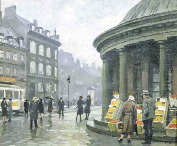 A city square, Copenhagen Oil Painting by Paul-Gustave Fischer