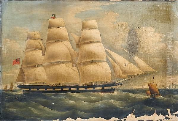 A Full-rigged Merchantman Off The South Coast Oil Painting by Richard Barnett Spencer