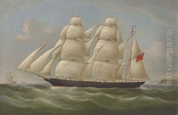 A British Clipper Ship Outward Bound Oil Painting by Richard Barnett Spencer