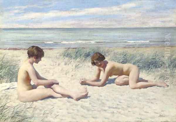 On the beach Oil Painting by Paul-Gustave Fischer