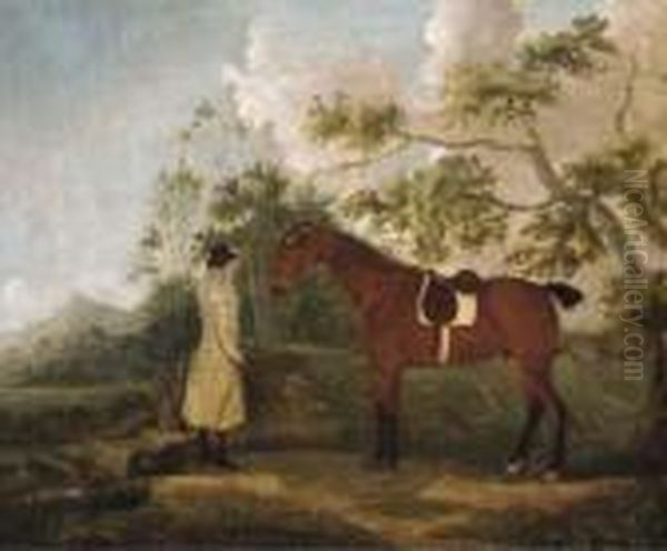 A Bay Hunter With A Groom In A Landscape Oil Painting by James Seymour And Thomas Spencer